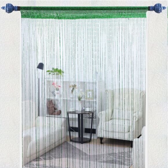 String Curtain Fringe Panel Thread Strip Backdrop Divider for Decor Dark Green - Picture 4 of 6